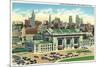 Kansas City, Missouri - Union Station and Skyline View-Lantern Press-Mounted Art Print