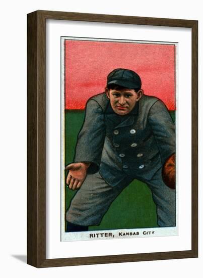Kansas City, MO, Kansas City Minor League, Lou Ritter, Baseball Card-Lantern Press-Framed Art Print