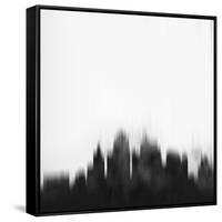 Kansas City Skyline - Black-NaxArt-Framed Stretched Canvas