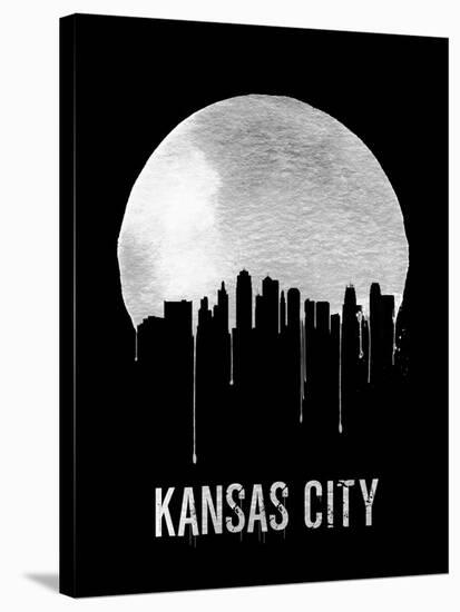 Kansas City Skyline Black-null-Stretched Canvas