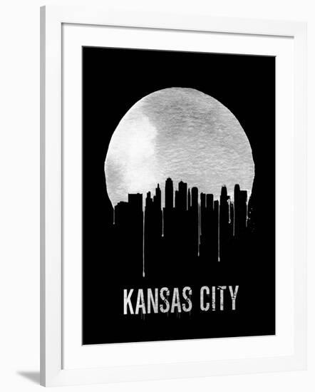 Kansas City Skyline Black-null-Framed Art Print