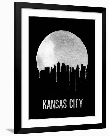 Kansas City Skyline Black-null-Framed Art Print