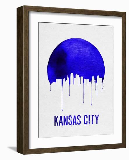 Kansas City Skyline Blue-null-Framed Art Print