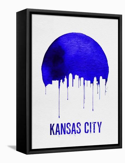 Kansas City Skyline Blue-null-Framed Stretched Canvas