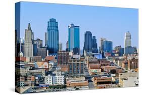 Kansas City skyline from Crown Center, MO-null-Stretched Canvas