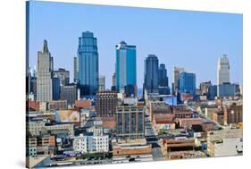 Kansas City skyline from Crown Center, MO-null-Stretched Canvas