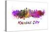 Kansas City Skyline in Watercolor-paulrommer-Stretched Canvas