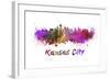 Kansas City Skyline in Watercolor-paulrommer-Framed Art Print