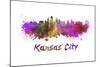 Kansas City Skyline in Watercolor-paulrommer-Mounted Art Print