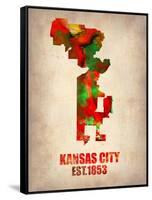 Kansas City Watercolor Map-NaxArt-Framed Stretched Canvas