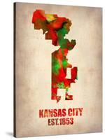 Kansas City Watercolor Map-NaxArt-Stretched Canvas
