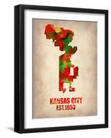 Kansas City Watercolor Map-NaxArt-Framed Art Print