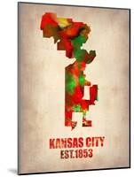 Kansas City Watercolor Map-NaxArt-Mounted Art Print