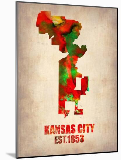 Kansas City Watercolor Map-NaxArt-Mounted Art Print