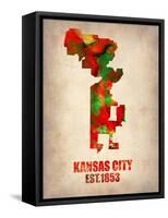 Kansas City Watercolor Map-NaxArt-Framed Stretched Canvas