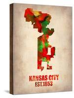 Kansas City Watercolor Map-NaxArt-Stretched Canvas