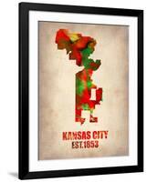 Kansas City Watercolor Map-NaxArt-Framed Art Print