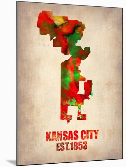 Kansas City Watercolor Map-NaxArt-Mounted Art Print