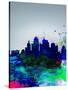 Kansas City Watercolor Skyline-NaxArt-Stretched Canvas