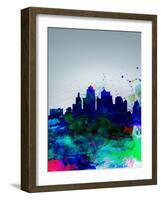 Kansas City Watercolor Skyline-NaxArt-Framed Art Print