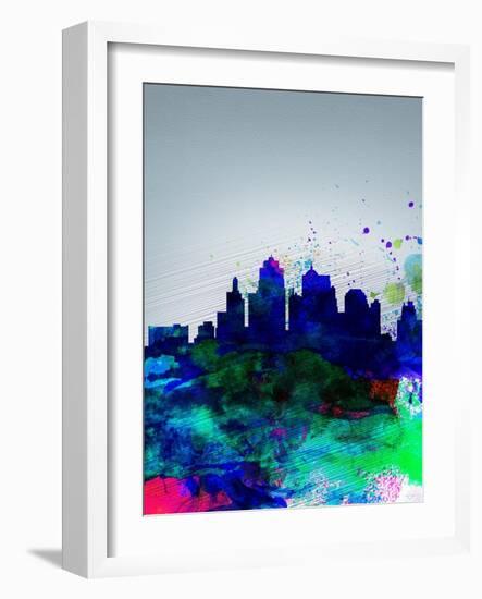 Kansas City Watercolor Skyline-NaxArt-Framed Art Print