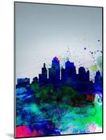 Kansas City Watercolor Skyline-NaxArt-Mounted Art Print