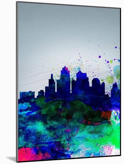 Kansas City Watercolor Skyline-NaxArt-Mounted Art Print