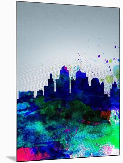 Kansas City Watercolor Skyline-NaxArt-Mounted Art Print