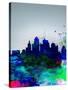 Kansas City Watercolor Skyline-NaxArt-Stretched Canvas
