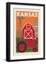 Kansas - Country - Woodblock-Lantern Press-Framed Art Print