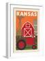 Kansas - Country - Woodblock-Lantern Press-Framed Art Print