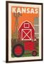 Kansas - Country - Woodblock-Lantern Press-Framed Art Print