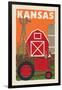 Kansas - Country - Woodblock-Lantern Press-Framed Art Print