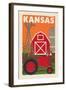 Kansas - Country - Woodblock-Lantern Press-Framed Art Print