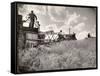 Kansas Farmer Driving Farmall Tractor as He Pulls a Manned Combine During Wheat Harvest-Margaret Bourke-White-Framed Stretched Canvas