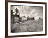 Kansas Farmer Driving Farmall Tractor as He Pulls a Manned Combine During Wheat Harvest-Margaret Bourke-White-Framed Photographic Print