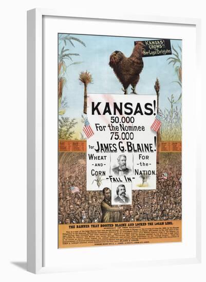 Kansas! for James G Blaine.-J.M.W. Jones Sta'y & P't'g Co-Framed Art Print