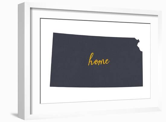 Kansas - Home State- Gray on White-Lantern Press-Framed Art Print