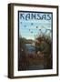 Kansas - Hunter and Lake-Lantern Press-Framed Art Print