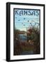 Kansas - Hunter and Lake-Lantern Press-Framed Art Print