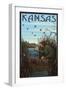 Kansas - Hunter and Lake-Lantern Press-Framed Art Print