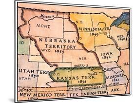 Kansas-Nebraska Map, 1854-null-Mounted Giclee Print