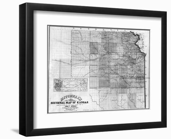 Kansas - Panoramic Map-Lantern Press-Framed Art Print