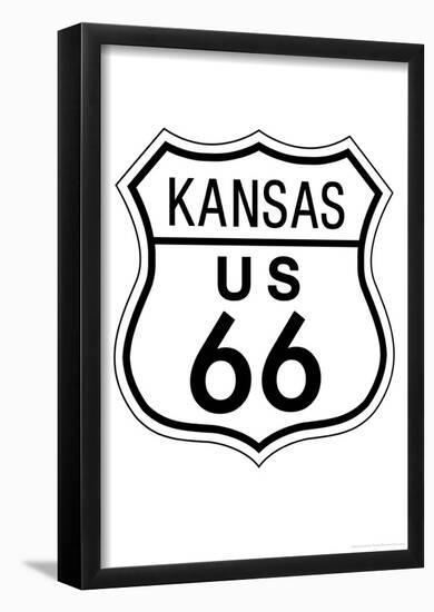 Kansas Route 66 Sign Art Poster Print-null-Framed Poster