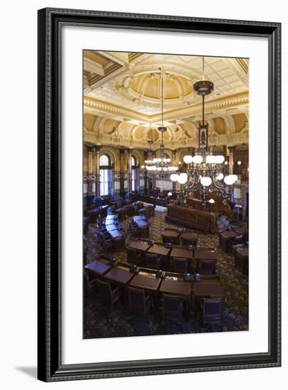 Kansas State Capital, State Senate Chamber, Topeka, Kansas, USA-Walter Bibikow-Framed Photographic Print