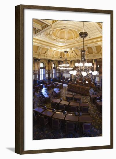 Kansas State Capital, State Senate Chamber, Topeka, Kansas, USA-Walter Bibikow-Framed Photographic Print