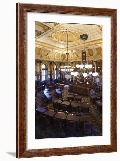 Kansas State Capital, State Senate Chamber, Topeka, Kansas, USA-Walter Bibikow-Framed Photographic Print