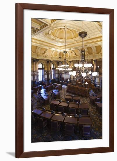 Kansas State Capital, State Senate Chamber, Topeka, Kansas, USA-Walter Bibikow-Framed Photographic Print