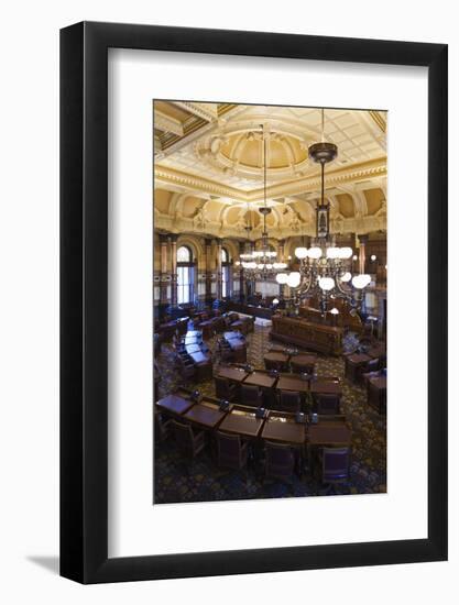 Kansas State Capital, State Senate Chamber, Topeka, Kansas, USA-Walter Bibikow-Framed Photographic Print