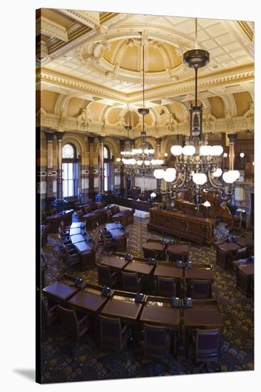 Kansas State Capital, State Senate Chamber, Topeka, Kansas, USA-Walter Bibikow-Stretched Canvas